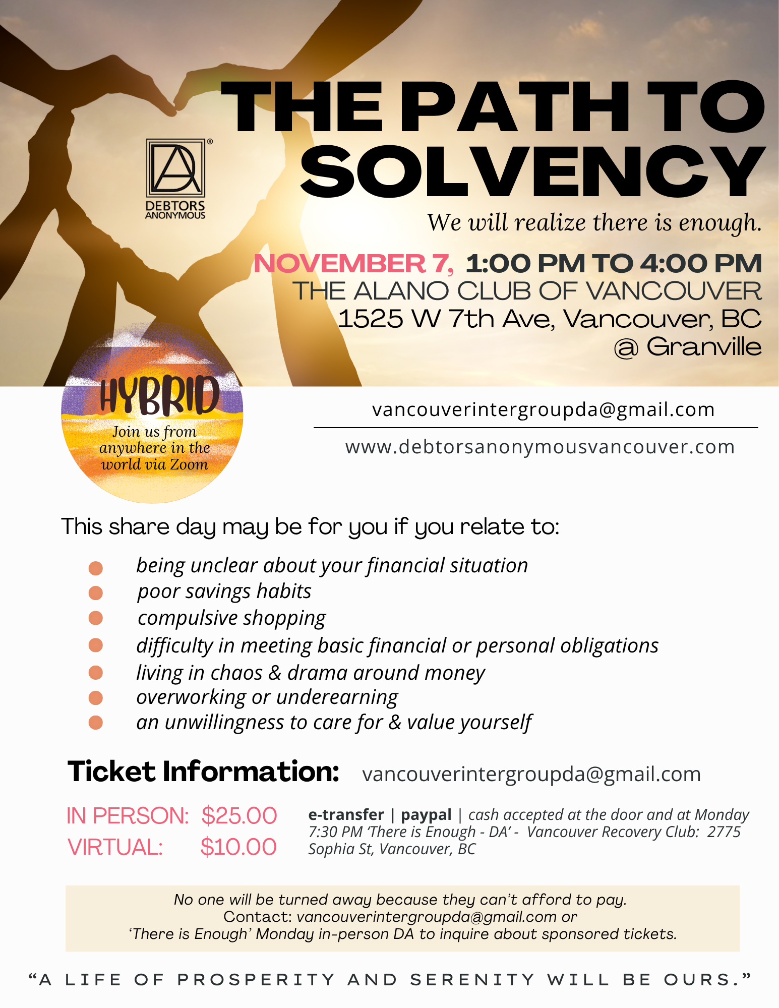 Debtors Anonymous event information
